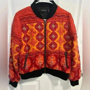 Minkpink Quilted Patchwork Bomber Jacket Size Small